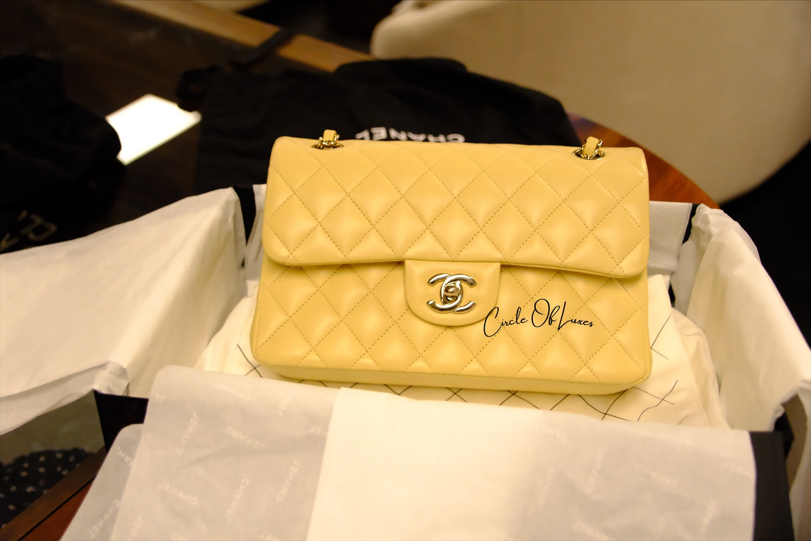 CHANEL SMALL YELLOW LAMSKIN GHW