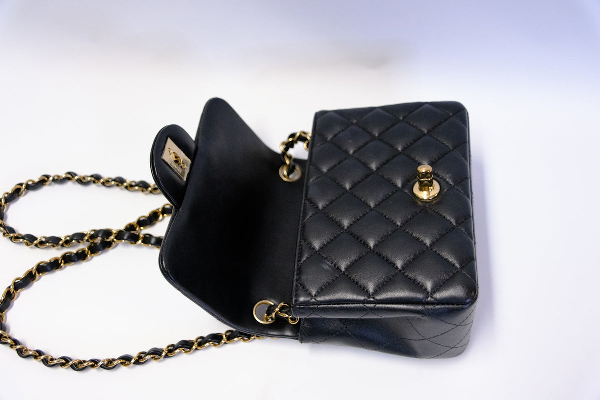 CHANEL MINI SQUARE LAMBSKIN GHW
