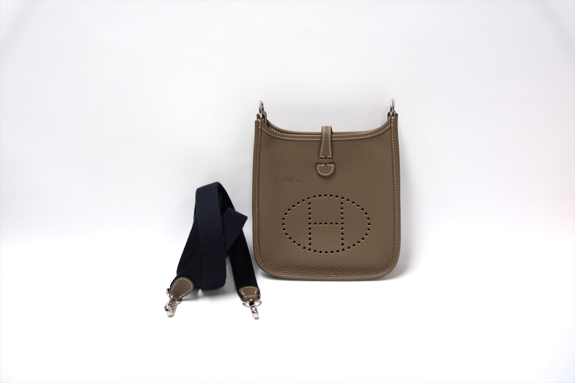 HERMES TPM MINI EVELYNE ETOUPE /BLEU INDIGO SHW