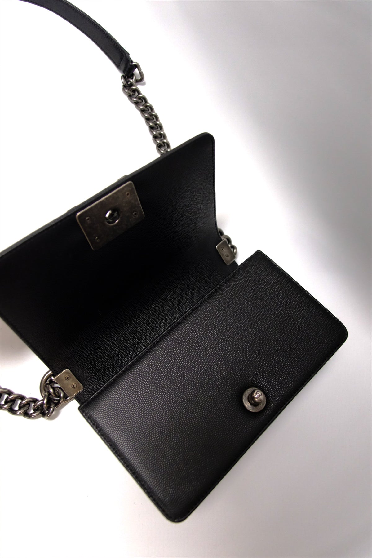 CHANEL SMALL BOY CAVIAR BLACK RHW