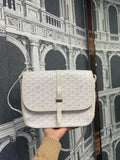 GOYARD BELVEDERE MM GOYARDINE COATED CANVAS AND LEATHER