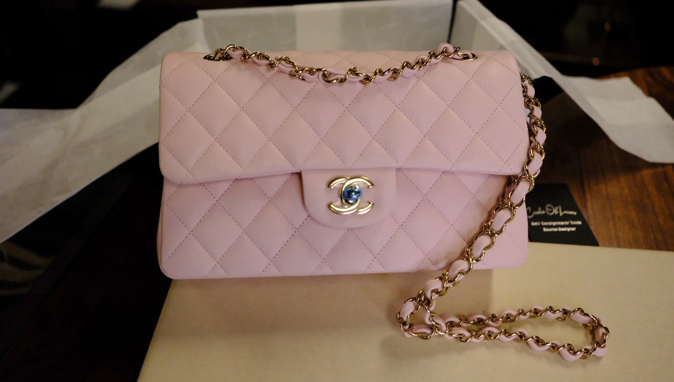 NEW CHANEL CLASSIC MEDIUM FLAP 22S SAKURA PINK GHW (FULLSET)