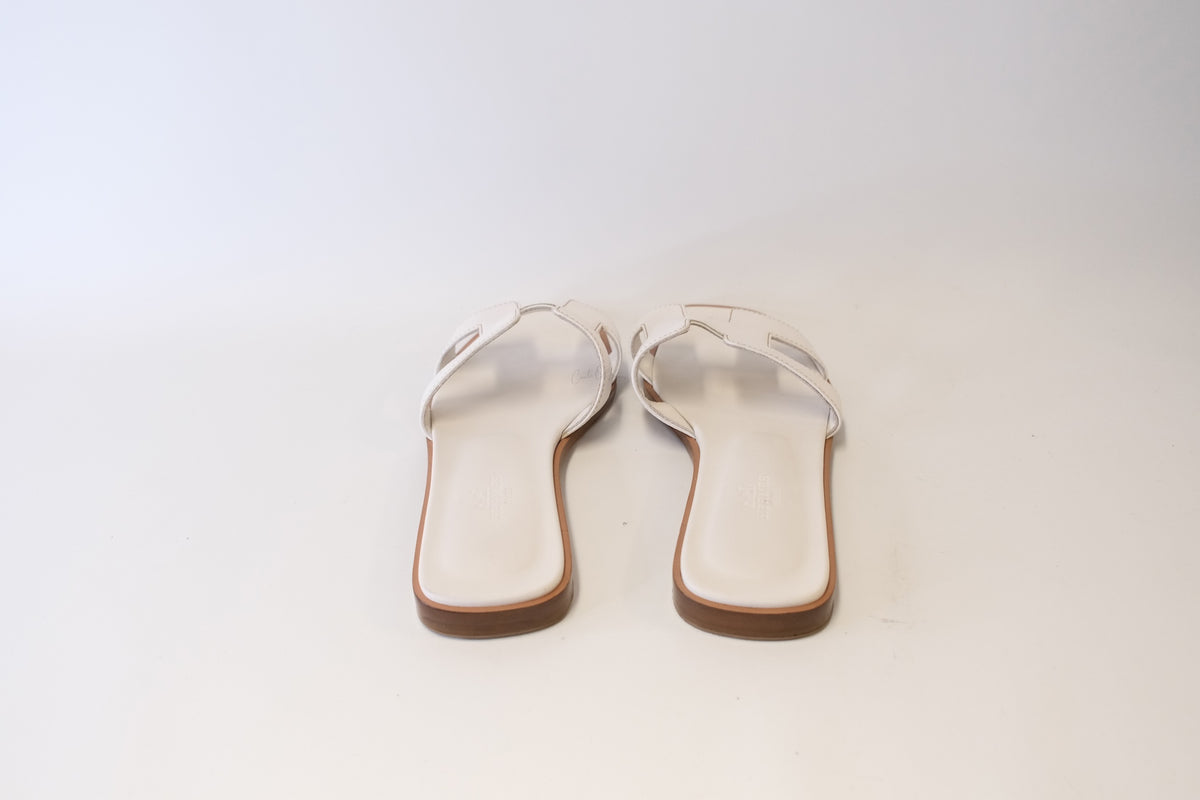 HERMES ORAN SANDAL BLANC 37 1/2