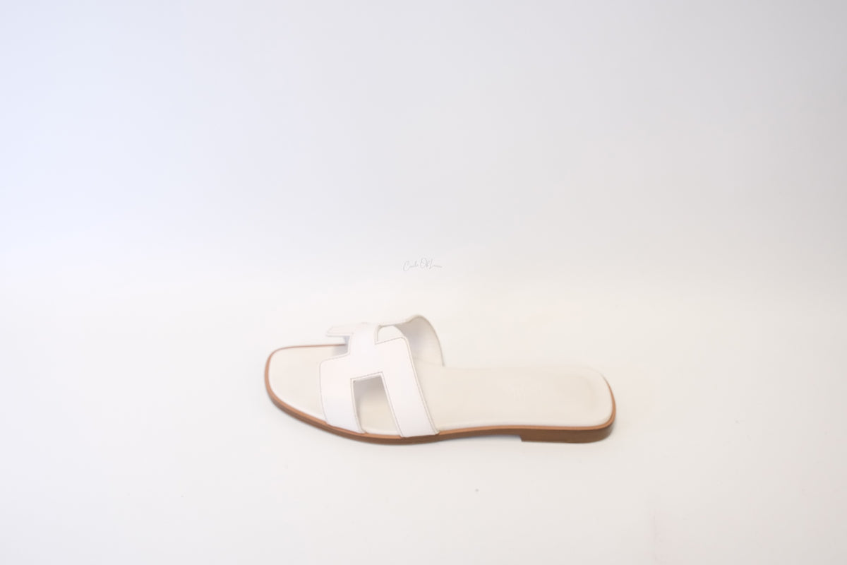 HERMES ORAN SANDAL BLANC 37 1/2