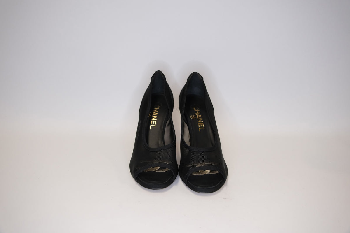 CHANEL MESH POINT HEEL  PEARL  SIZE 37