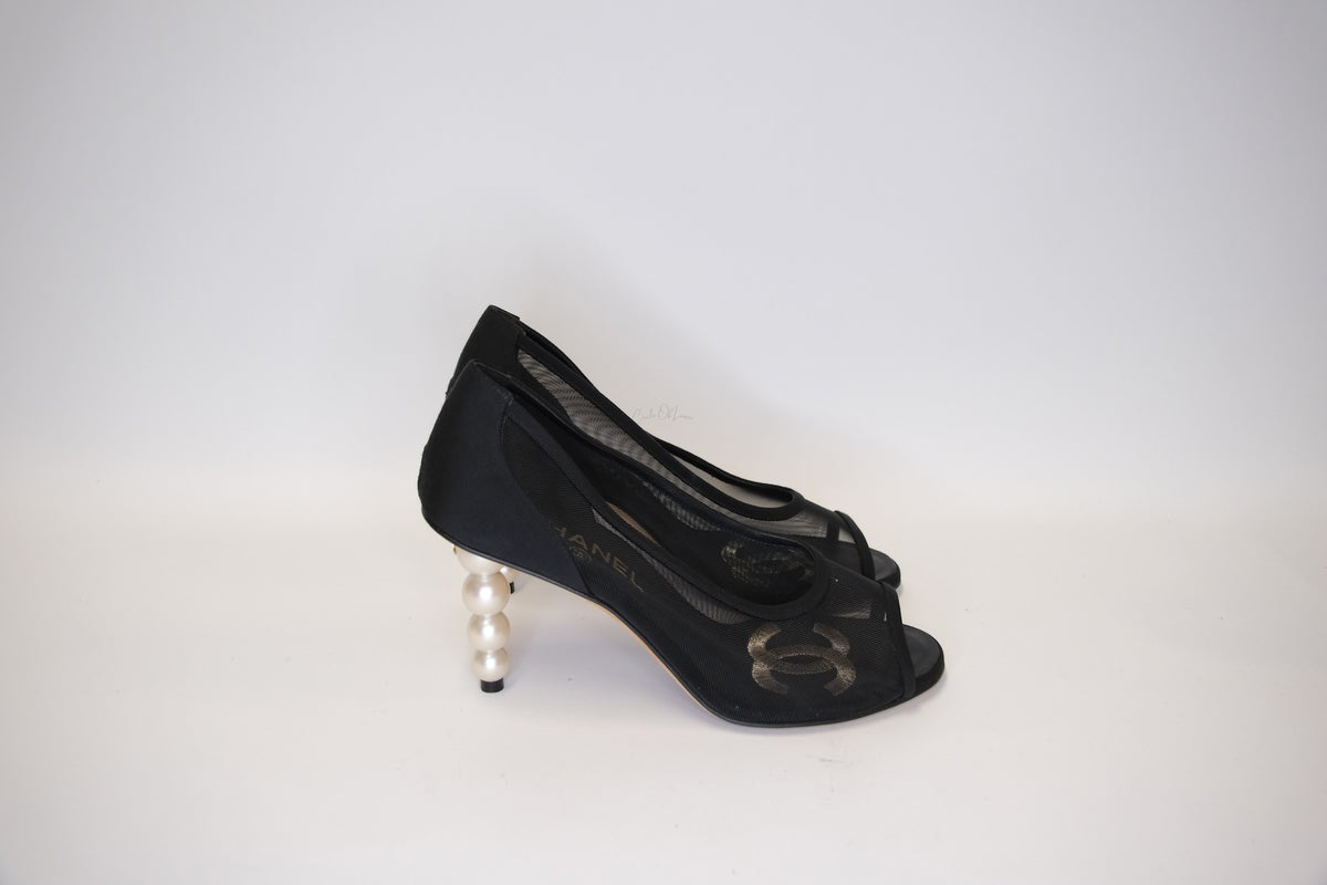 CHANEL MESH POINT HEEL  PEARL  SIZE 37