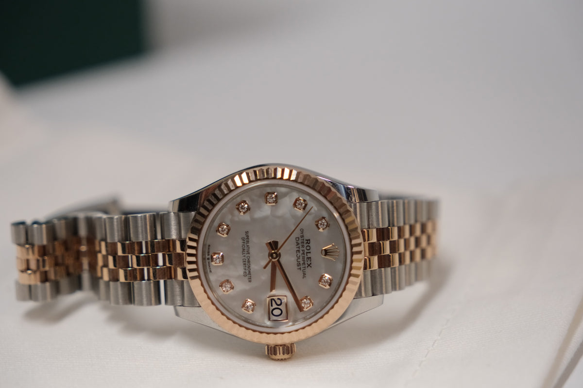 Rolex Datejust 31 Mother of Pearl Diamond Dial, Everose rose gold  ,Jubilee Bracelet