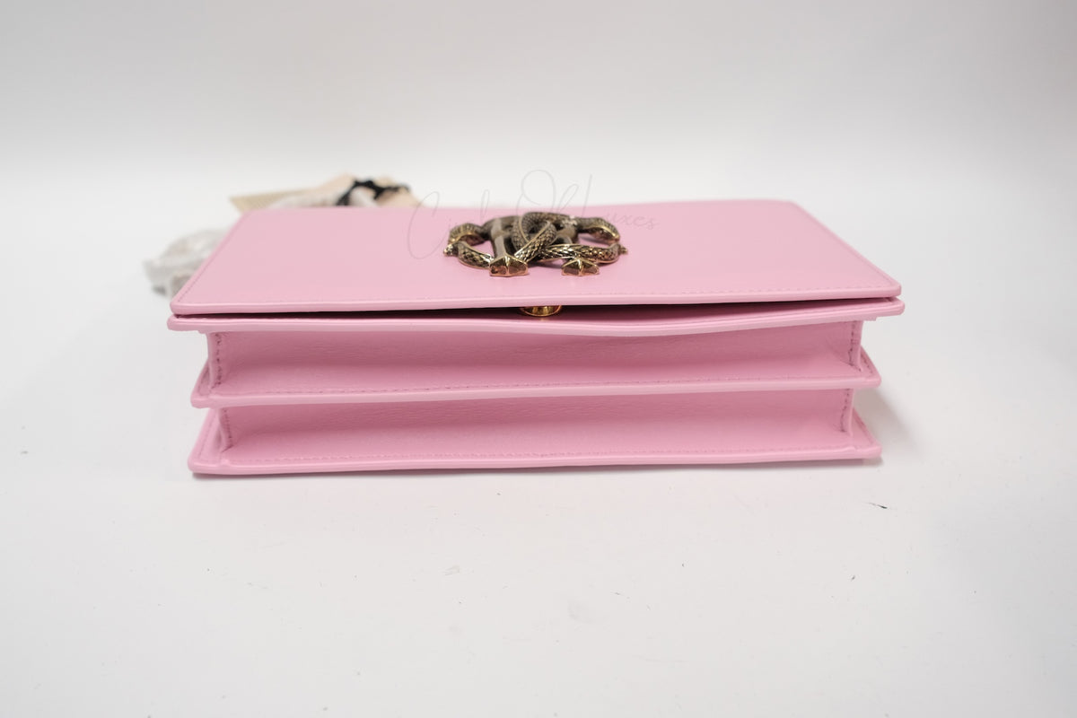 ROBERTO CAVALLI PINK LEATHER RC SNAKE FLAG BAG