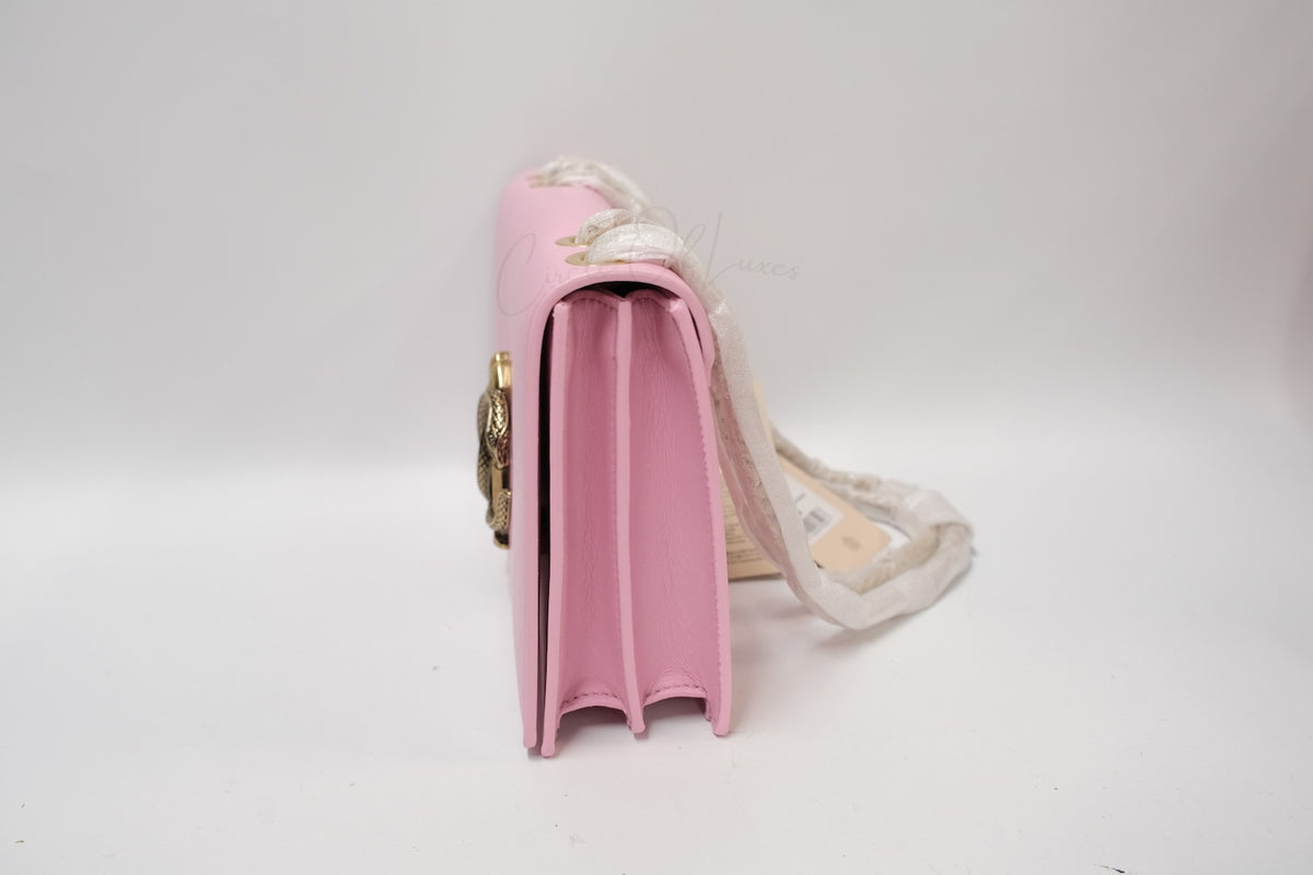 ROBERTO CAVALLI PINK LEATHER RC SNAKE FLAG BAG