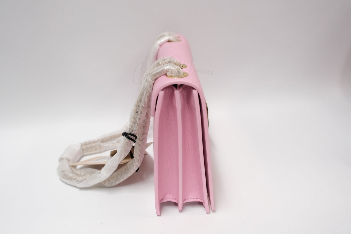 ROBERTO CAVALLI PINK LEATHER RC SNAKE FLAG BAG