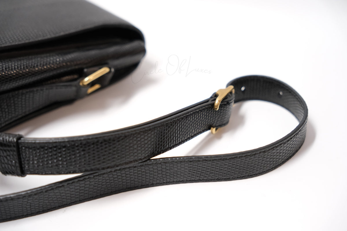 SAINT LAURENT BETTY BLACK SMALL BAG LIZARD EMBOSSED
