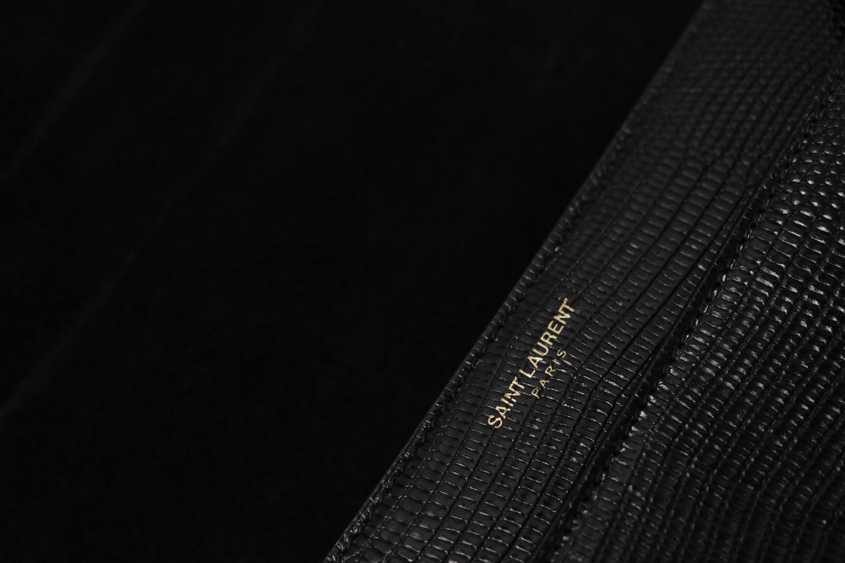 SAINT LAURENT BETTY BLACK SMALL BAG LIZARD EMBOSSED