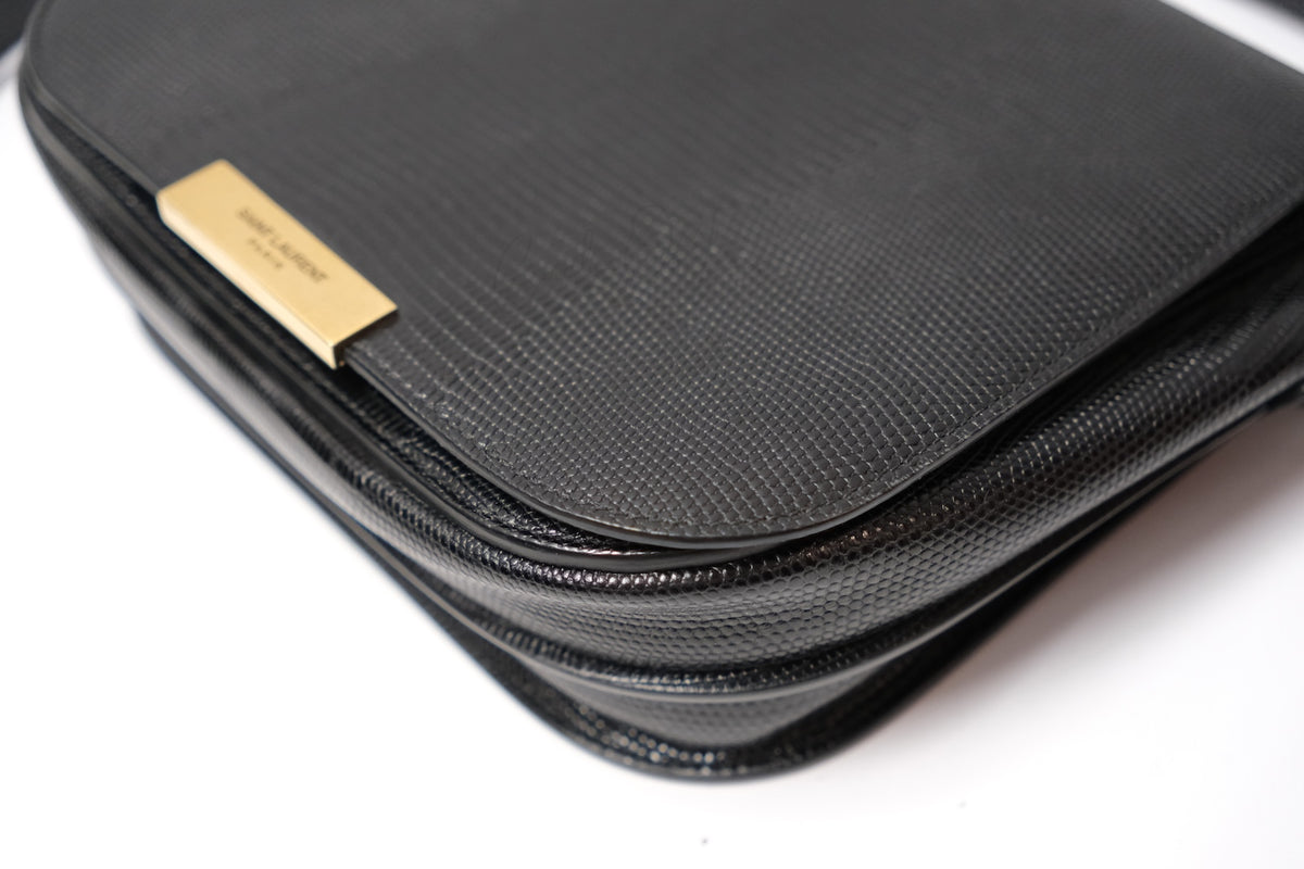 SAINT LAURENT BETTY BLACK SMALL BAG LIZARD EMBOSSED