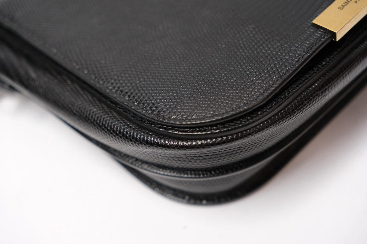 SAINT LAURENT BETTY BLACK SMALL BAG LIZARD EMBOSSED