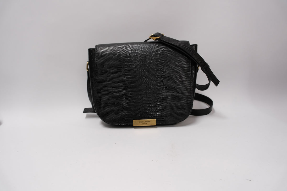 SAINT LAURENT BETTY BLACK SMALL BAG LIZARD EMBOSSED