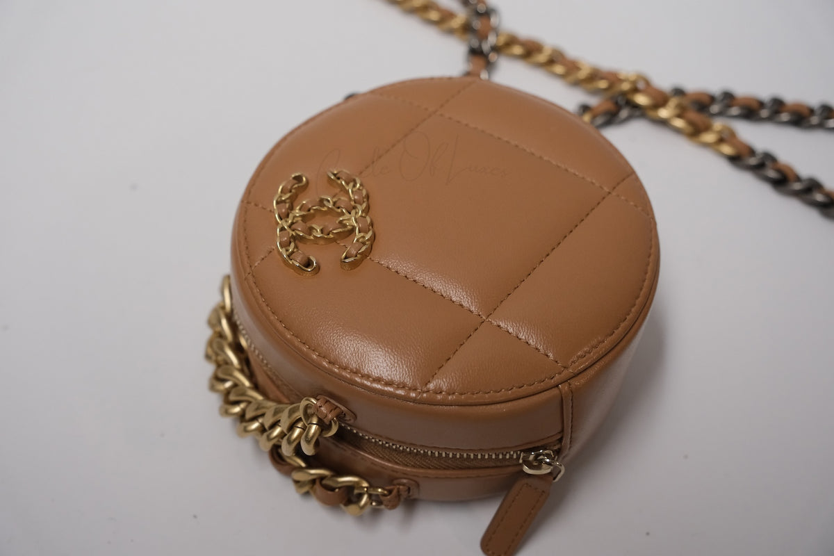 CHANEL C19 ROUND BAG CARAMEL