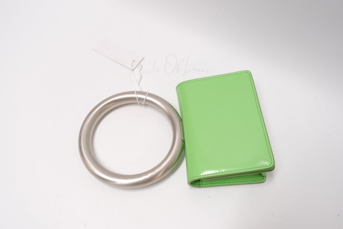 SALVATORE FERRAGAMO METAL HAND POUCH GREEN
